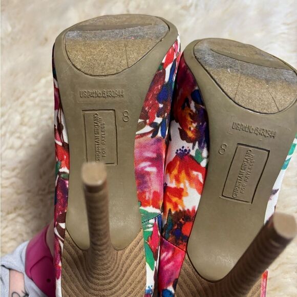 christian siriano floral peep toe heels size 8 - Picture 7 of 11